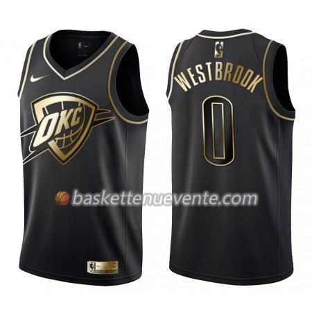 Maillot Basket Oklahoma City Thunder Russell Westbrook 0 Nike Noir Gold Edition Swingman - Homme
